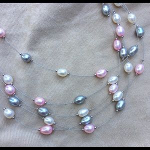 PRETTY PASTEL 5 Strand Freshwater Pearl Necklace